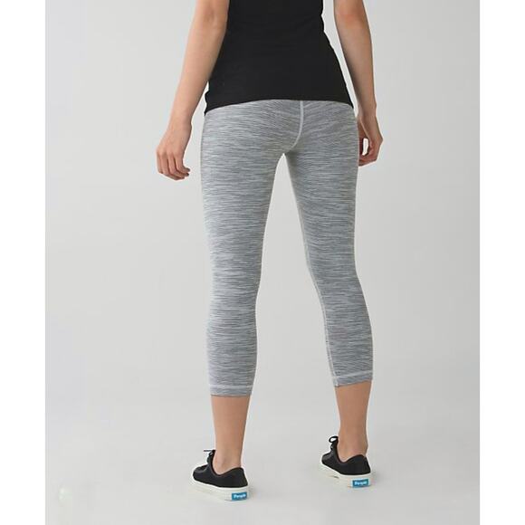 Lululemon Wonder Under Cropped High Rise Leggings Womens 4 Gray 21" Inseam Gym - Picture 2 of 9